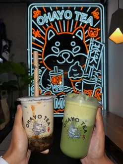 Celebrating 6th birthday of Ohayo Tea in Manchester with BOGOF drinks and new matcha flavors like white choc and pistachio!
