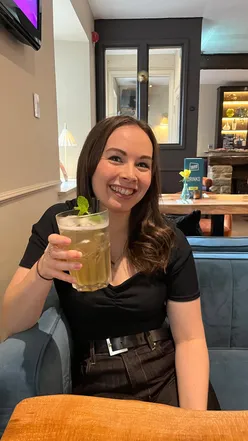 Bottomless brunch at Yard Bar and Kitchen with Caesar salad, sweet potato fries, and cocktails in Yorkshire.