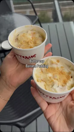 Indulging in the viral Buttercup Banana Pudding at a café in Manchester with friends.