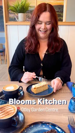 Enjoying toasties, loaded Yorkshire pud, and cake at Blooms Kitchen in Otley Garden Centre, Yorkshire.