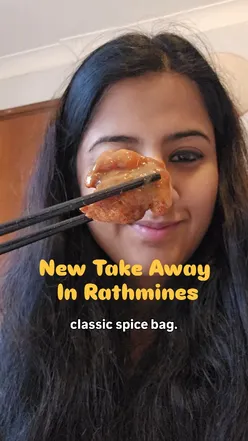 Delicious Chinese street food at Hawker Dublin, featuring an innovative spice bag with katsu chicken and croquettes.