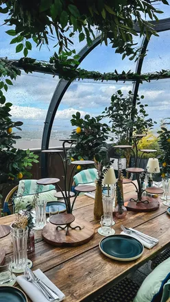 Pilates class with scenic rooftop views at @wedinburgh, enjoying Hugo Spritz and afternoon tea with @stgermaindrinks.