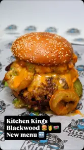 Delicious new burgers featured at Kitchen Kings Blackwood, including The Hawaiian King and Chilli Cheese One.