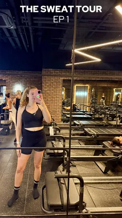 Fitness enthusiast sharing experiences at Karve Club’s class in Victoria, blending barre and reformer workouts.