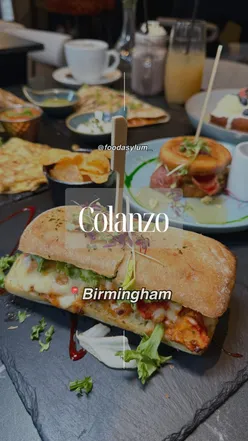 Brunch at Colanzo, Birmingham: Enjoying a Desi breakfast, chicken tikka sandwich, quesadilla, croissant, French toast, and drinks.