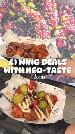 Delicious wings promotion from @wingdom in Leeds, available for £1. Enjoy the limited-time offer from Oct 2-7!