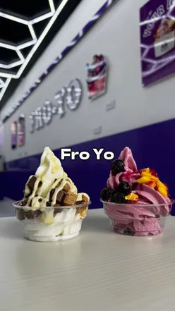 Delicious Wild Berries frozen yogurt with colorful toppings at Fro Yo in Levenshulme, Manchester.