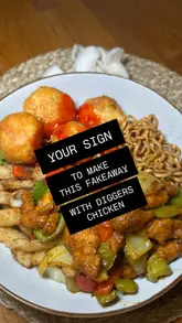 Delicious Diggers chicken balls, crispy strips, and noodles from Morrisons, perfect for a tempting fakeaway meal.