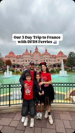 Family enjoying a seamless DFDS ferry ride, kicking off an adventurous road trip to Paris, Disneyland, and Bruges.