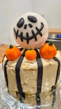 Fun Halloween-themed baking night in Bristol, creating unique cakes for October festivities.