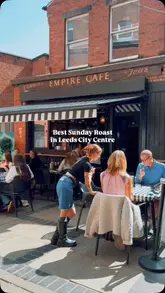 Delicious Sunday roast at The Empire Cafe in Leeds, perfect for food lovers and friends to enjoy together.
