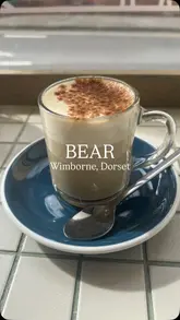 Beverages and treats at Bear in Wimborne: Karma lemonade, Chai latte, pistachio cookie, and S’mores brownie.