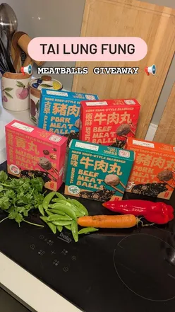 Exciting meatball giveaway announcement at W H Lung Supermarket in Manchester with @nofilterfoodiee and @tailungfungfrozenfood.