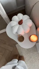 Stylish side table setup with autumn decor featuring items from @dusk.com.