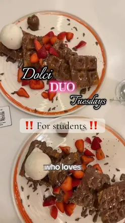 Students enjoying desserts at Haute Dolci, Glasgow Quay, with a special Tuesday buy-one-get-one-free offer.