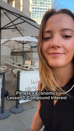 Visual representation of fitness and economics concepts, highlighting the importance of compound interest in personal growth.