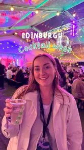 Enjoying Coconut Cooler and 0% Spicy Marg at Edinburgh Cocktail Week's launch in the vibrant Cocktail Village.
