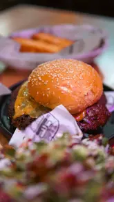 Delicious burgers at @burger.boyzzz in Cardiff near Victoria Park, perfect for food lovers craving huge flavors.