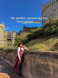 Visitors enjoying autumn in Windsor, exploring Windsor Castle and The Long Walk amid vibrant fall foliage.