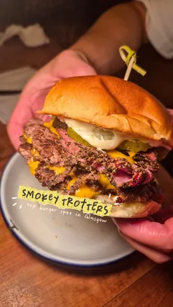 Delicious burgers and loaded fries at Smokey Trotters Kitchen, a top dining spot in Glasgow's vibrant food scene.