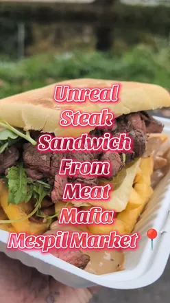 Delicious steak sandwich with crispy chips at Meat Mafia in Mespil Market, Dublin.