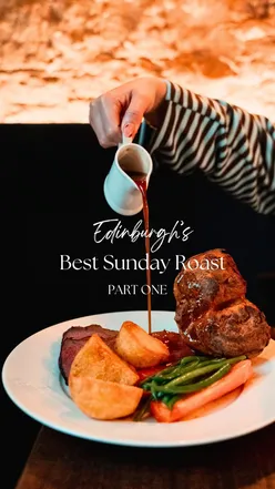 Indulging in a perfect Sunday roast with beef, Yorkshire pudding, and more at The Broughton in Edinburgh.