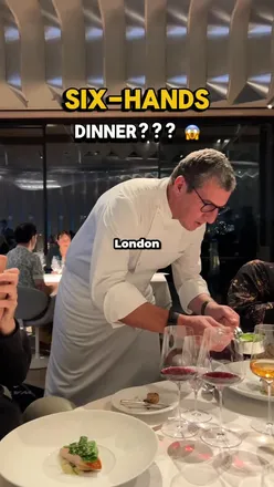 Three chefs presenting exquisite dishes at Brooklands by Claude Bosi, showcasing fine dining in London.