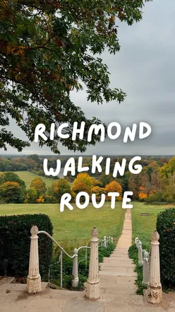 Scenic Richmond walking route starting at the train station, featuring parks, pubs, and stunning views of London.