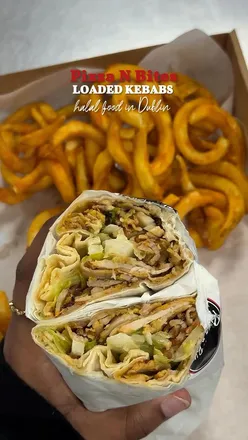 Loaded kebabs from @pizzaandbites in Dublin, featuring generous portions and flavorful sauce. #halalfooddublin