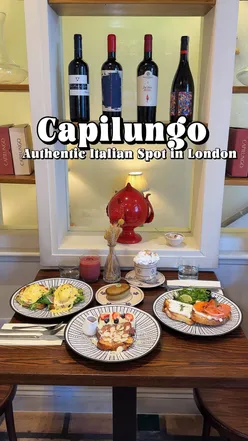 Brunch at Capilungo in Covent Garden featuring French toast and Pasticiotto pastries, a taste of Italy in London.