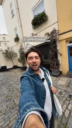 Delicious breakfast dishes at Bone Daddies in Victoria, London, featuring ramen and a full English breakfast.