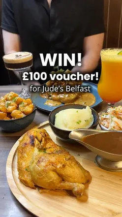 Social media post announcing a competition to win a £100 voucher for Jude's Lisburn Road in Belfast.