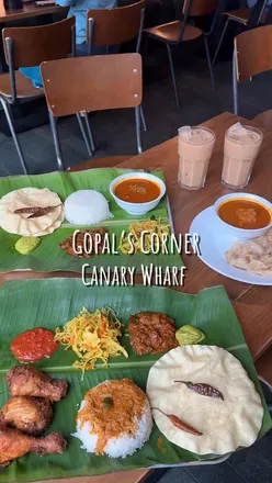 Delicious Malaysian dishes like Roti Canai and Nasi Goreng at Gopals Corner in Canary Wharf.
