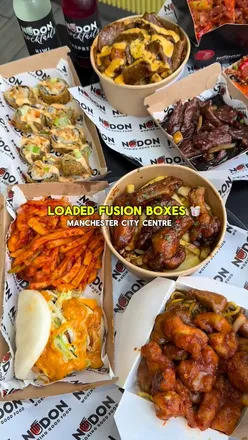 Loaded Fusion Boxes featuring Chinese cuisine at Nudon, Oxford Road, Manchester.