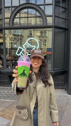 Refreshing matcha drink in London featuring pomelo and jasmine, a limited edition collaboration by Heytea and Wicked.