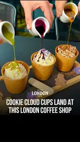 Delicious COOKIE CLOUD CUPS from Ovis Coffee in Tottenham Court Road, perfect for coffee and dessert lovers in London.