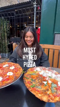 Crisp Pizza in Hammersmith, featuring Funghi and Cheese Pie with burrata, praised for its crunchy texture and flavors.