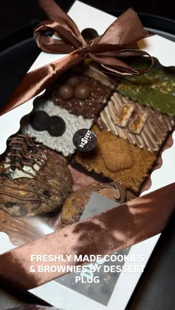 Delicious desserts at Dessert Plug in Newcastle featuring cookies and brownies.