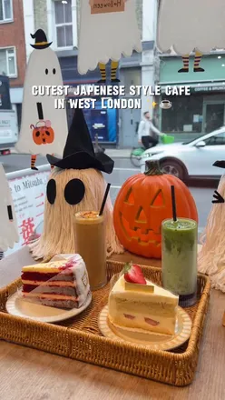 Cozy Japanese bakery Mitsuba in West London, featuring salmon mains and indulgent red velvet and strawberry cakes.