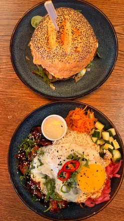 Interior of Jood Restaurant in Manchester with elegantly designed dining space and a welcoming ambience.