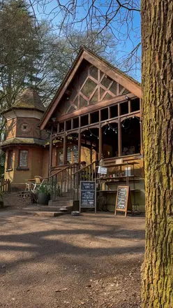 Cozy outdoor seating at Queen's Wood Cafe in Highgate, surrounded by forest, perfect for coffee lovers and nature enthusiasts.