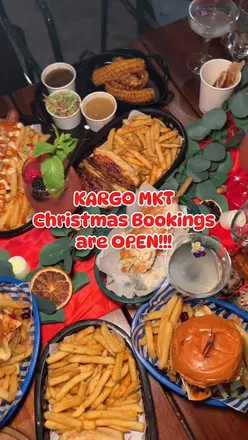 Festive dining setup at Kargo MKT with Christmas decor, perfect for holiday parties in Salford.