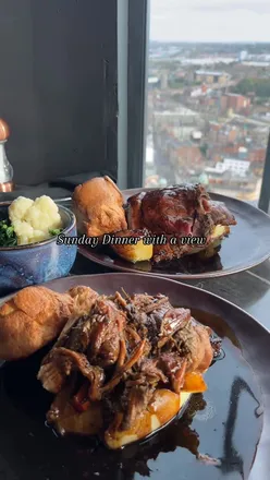 Delicious Sunday dinner at 3Sixty Newcastle, featuring lamb shoulder and stunning city views.