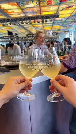 Ice cream and wine pairing at The Dreamery, London, highlighting a unique culinary experience.