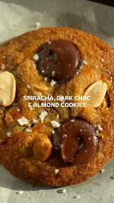 Sriracha cookies with chocolate chunks and almonds, ready to bake. Unique spicy-sweet treat recipe for adventurous bakers.