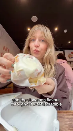 Delicious cinnamon rolls at Roll Boys in Shoreditch, London, perfect for autumn weekends!