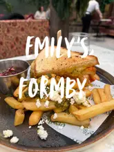 Delicious crispy duck salad and grilled cheese with Greek fries at Emily's Formby after wedding dress shopping.