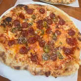 Delicious pepperoni pizza and fries at Slice Culture, featuring Track Brewing Co. in Manchester. #SliceCulture #ManchesterFood