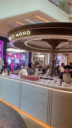 Indulgent desserts at Dolci Mono in Bullring, featuring ice cream, Matilda cake, and San Sebastián cheesecake.