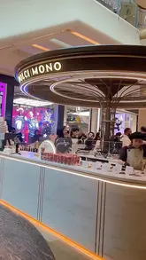 Indulgent desserts at Dolci Mono in Bullring, featuring ice cream, Matilda cake, and San Sebastián cheesecake.